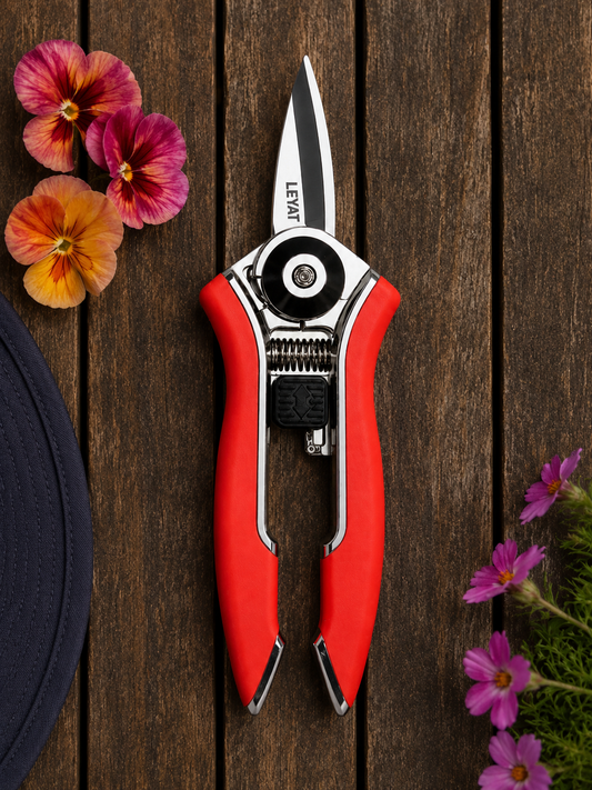 Garden Snips Leyat Happy Line Red | Stainless Steel Flower Pruning Snips Leyat