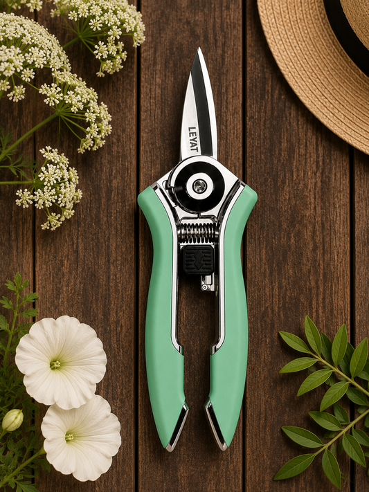 Garden Snips Leyat Happy Line Emerald | Stainless Steel Flower Pruning Snips Leyat