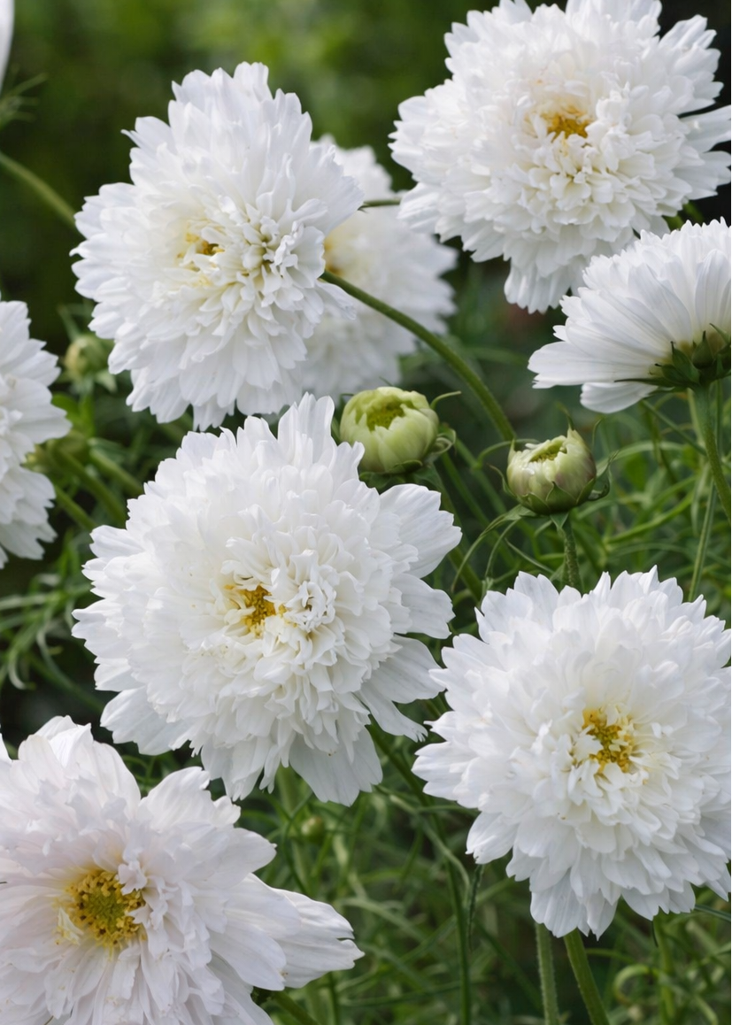Cosmos bipinnatus Double Click SnowPuff | Cut-and-come-again therapyofflowers.com
