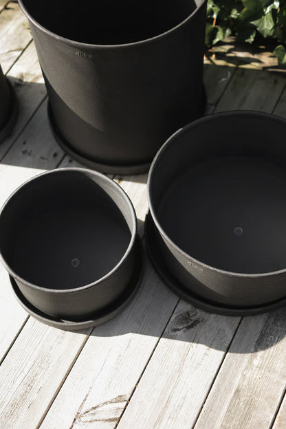 DBKD Plant Bowl Medium 2-Set – Brown | Scandinavian Metal Planters with Matching Saucers DBKD