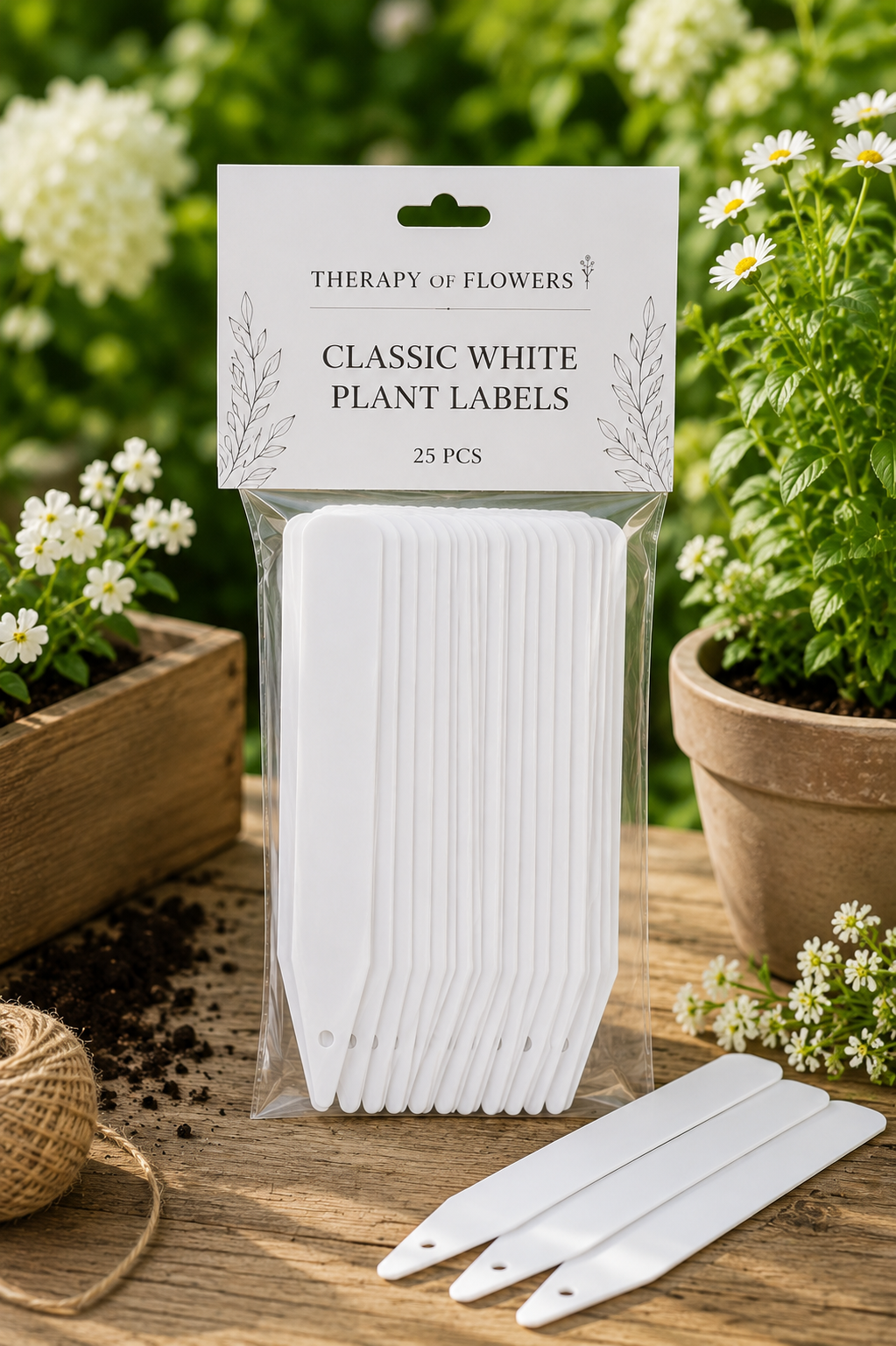 Classic White Plant Labels | 25 pcs therapyofflowers.com
