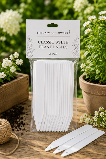 Classic White Plant Labels | 25 pcs therapyofflowers.com