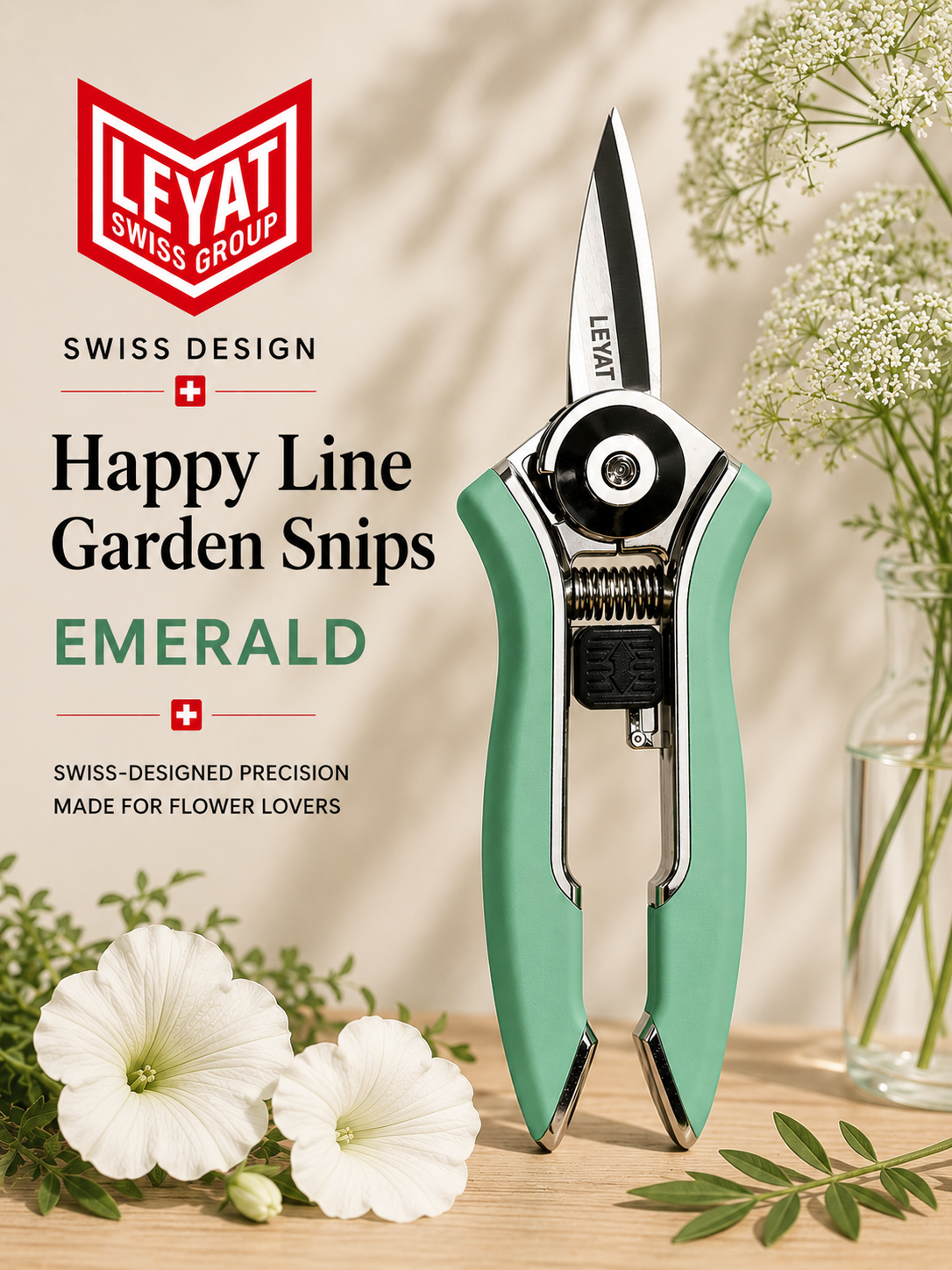 Garden Snips Leyat Happy Line Blue | Stainless Steel Flower Pruning Snips therapyofflowers.com