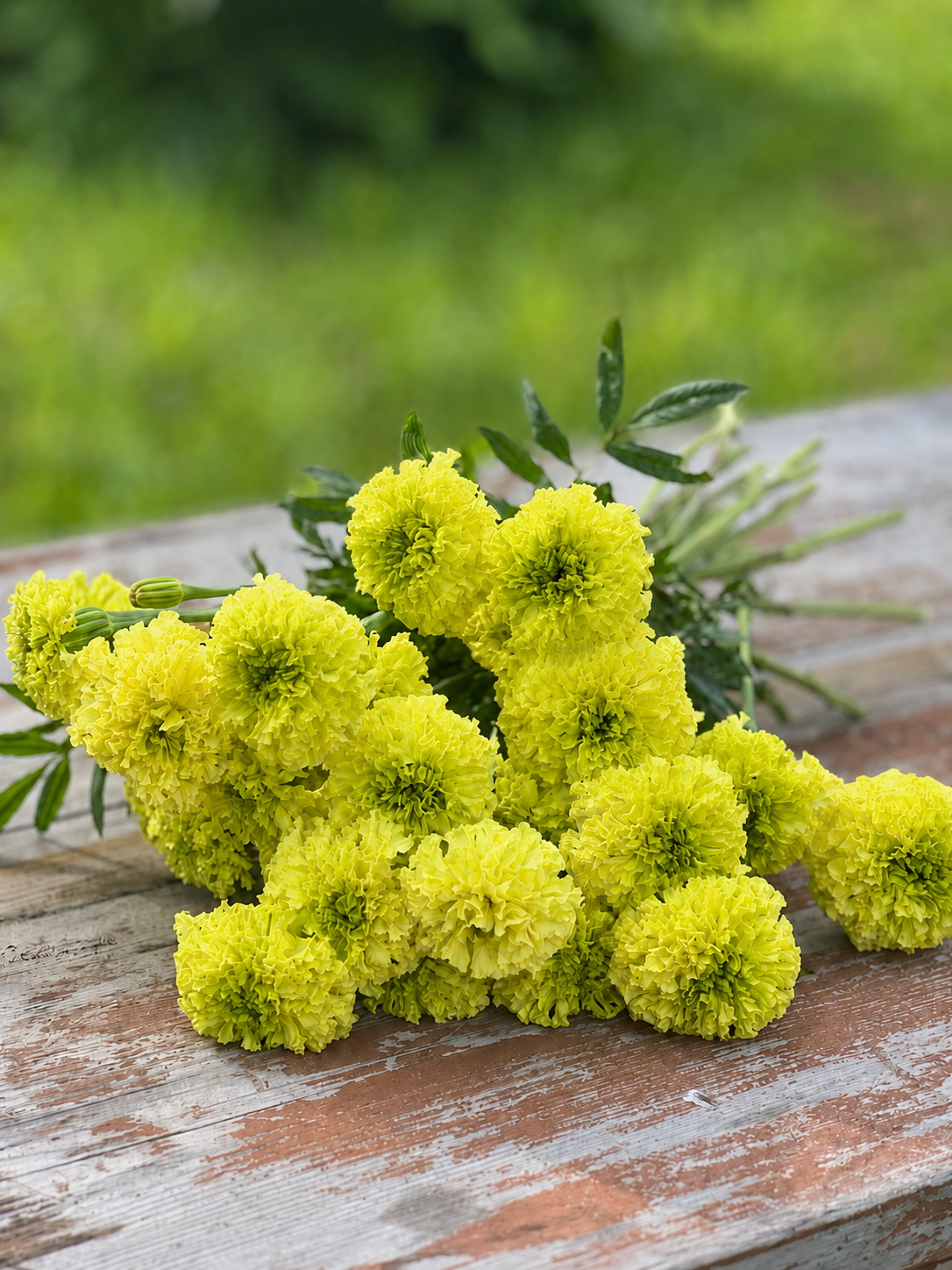Tagetes erecta Nosento Limegreen F1 | African Marigold therapyofflowers.com