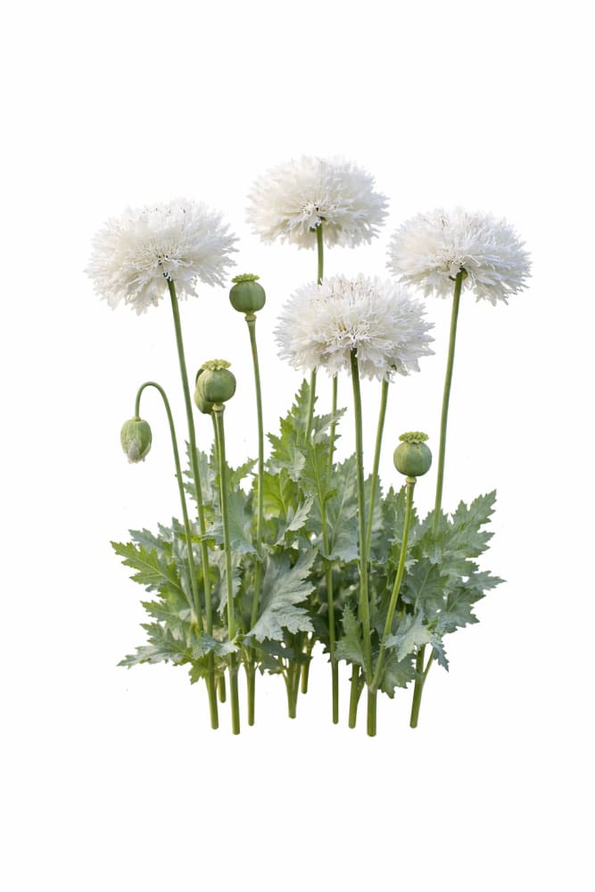 Papaver somniferum White Swan | Breadseed Poppies | Feathered Poppy - 1 gram / White - Seeds